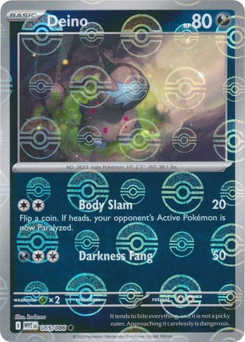 White Flare Deino #65/86 Pokeball Holo